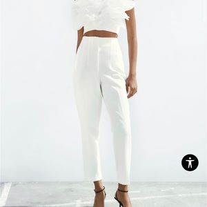 Zara white pleated trouser